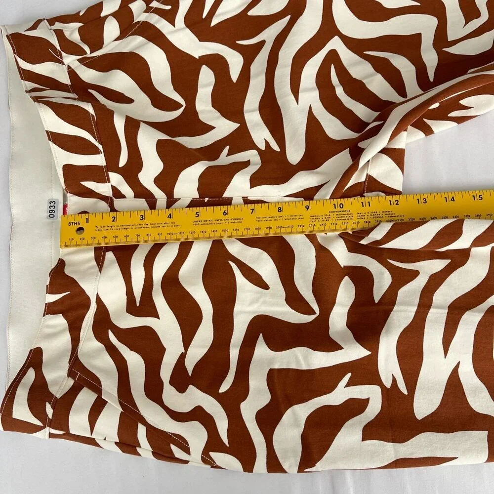 SPANX On-the-Go Ankle Slim Straight Pant Pull On Clay Zebra Stripe Brown Women L - Picture 13 of 16